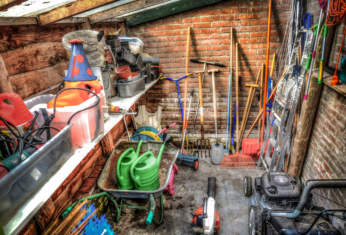 Tools in a garden shed